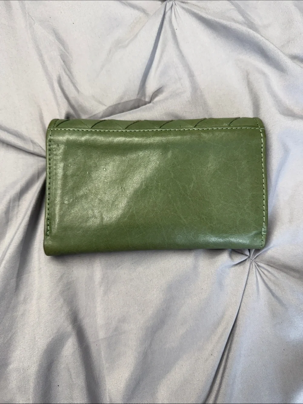 Woven Green Leather Women's Wallet
